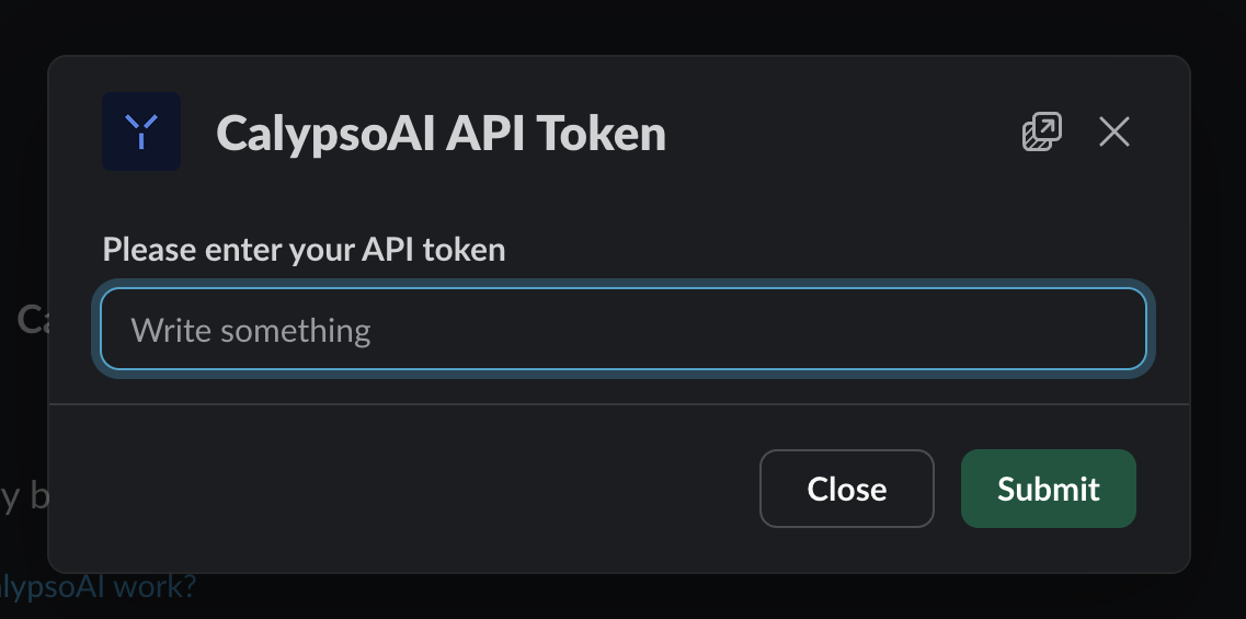 Slack API token submission